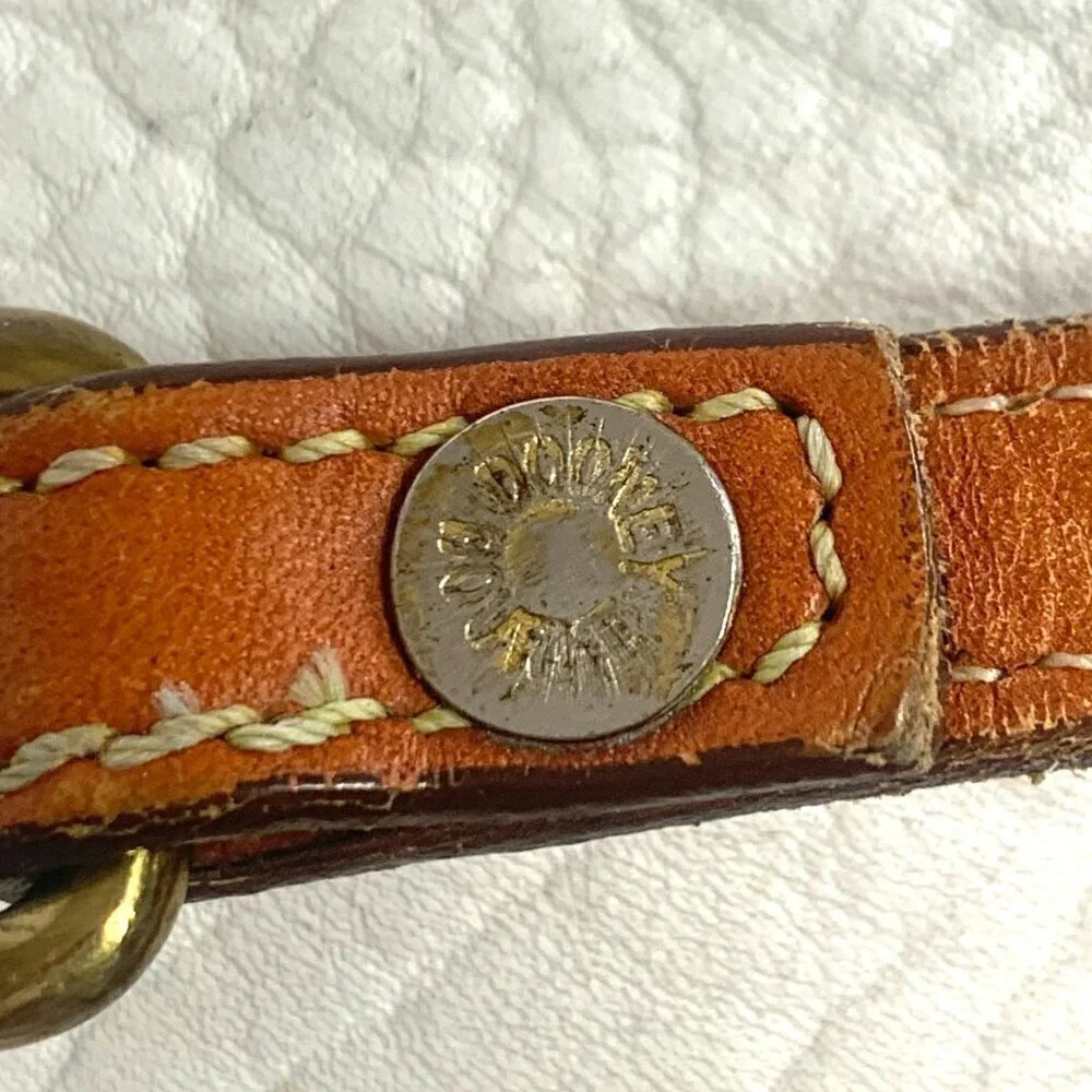 Dooney & Bourke Vintage Small Equestrian Tack Bag White AWL British Tan Trim